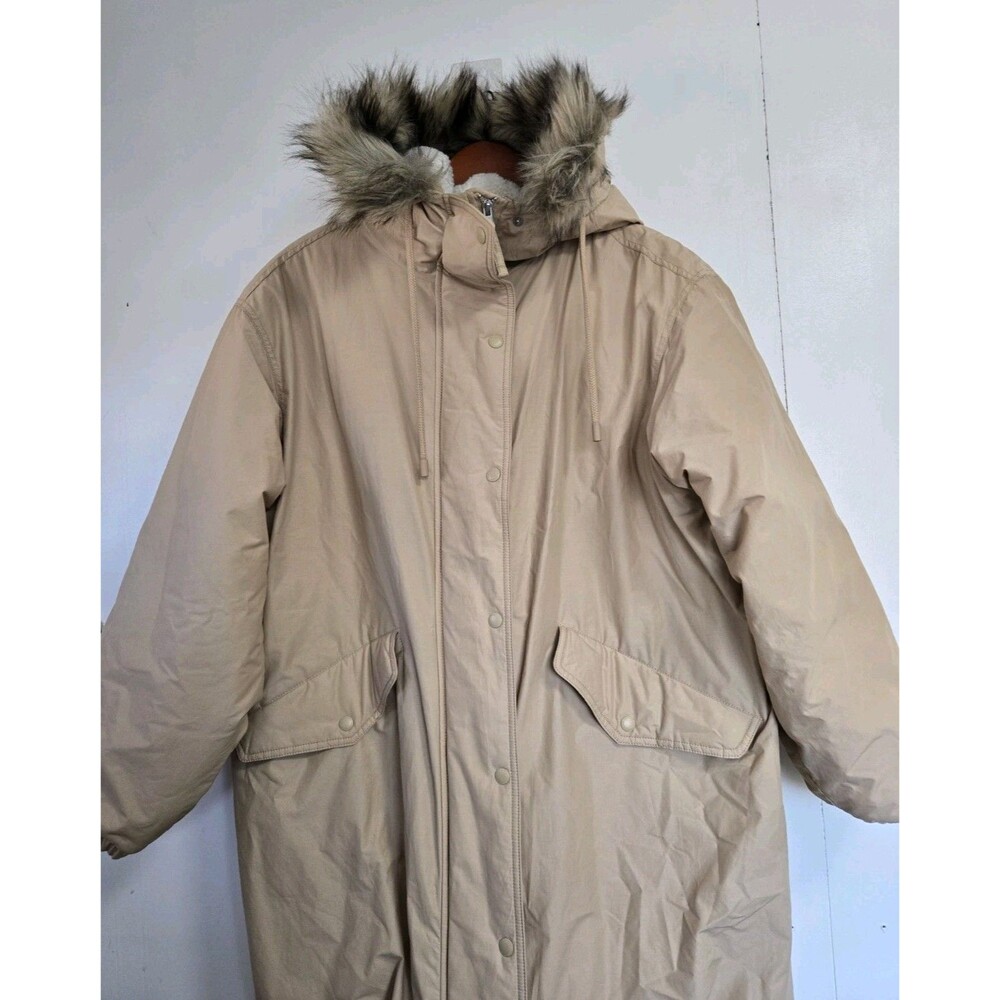 American‎ Eagle Coat Womens L Brown Faux Fur Sherpa Lined Winter Warm Cozy